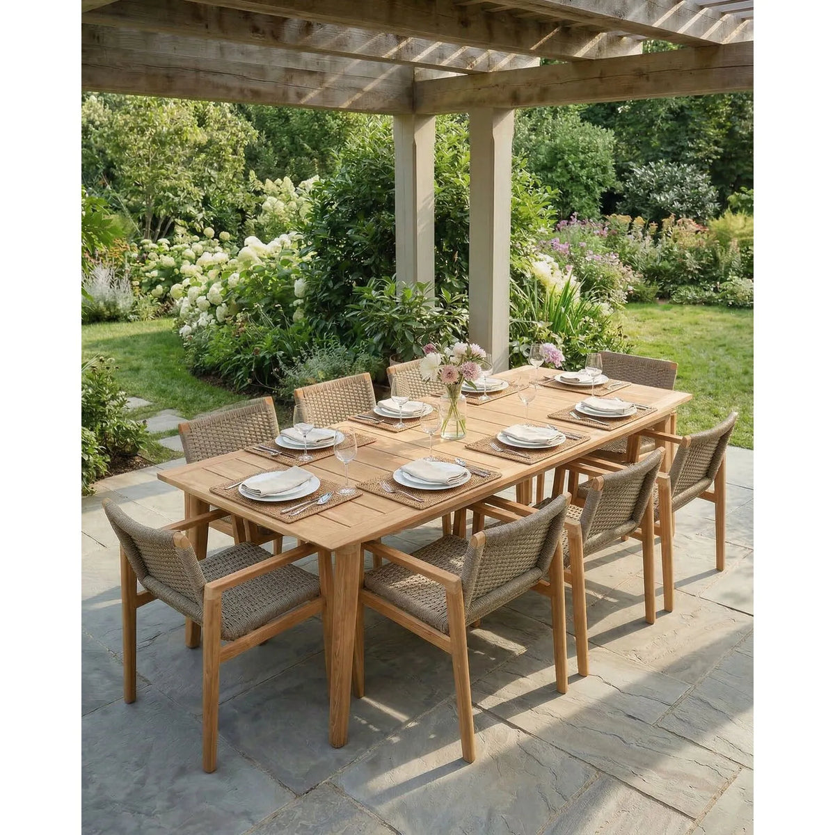 Royal Teak Admiral 40" x 90" Rectangular Dining Table with Umbrella Hole 2