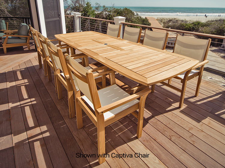 Gala 43.5" x 84/101/118" Rectangular Extension Table with Umbrella Hole