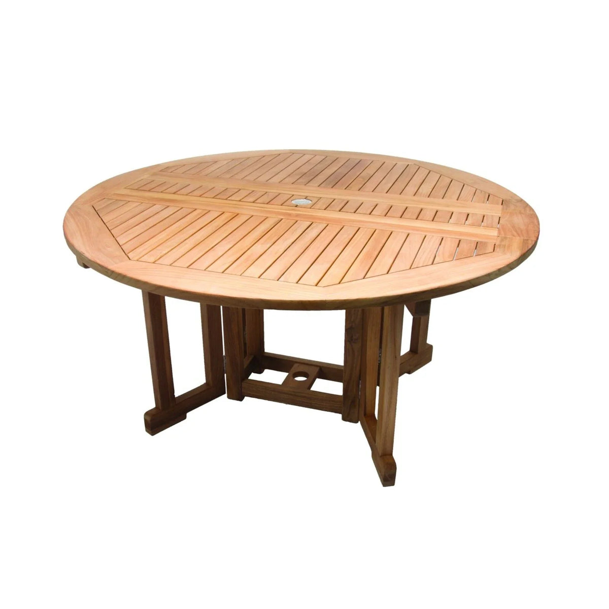 Royal Teak Drop Leaf 72" Round Dining Table with Umbrella Hole 3