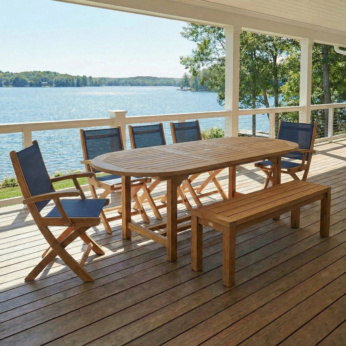 Royal Teak Sailmate Sling Folding Dining Side Chair 12