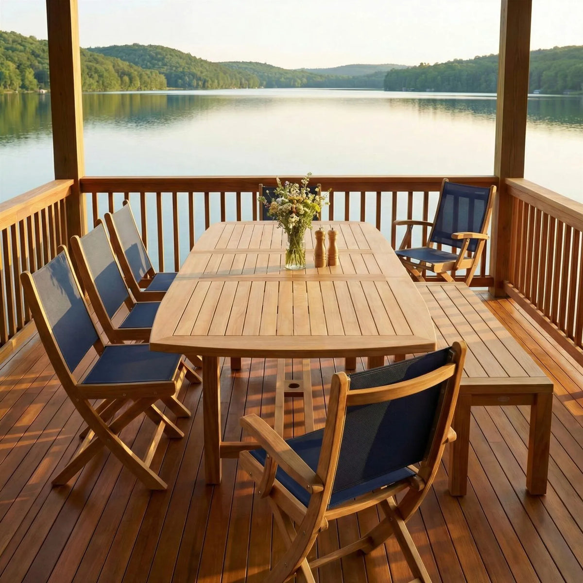 Royal Teak Sailmate Sling Folding Dining Side Chair 13