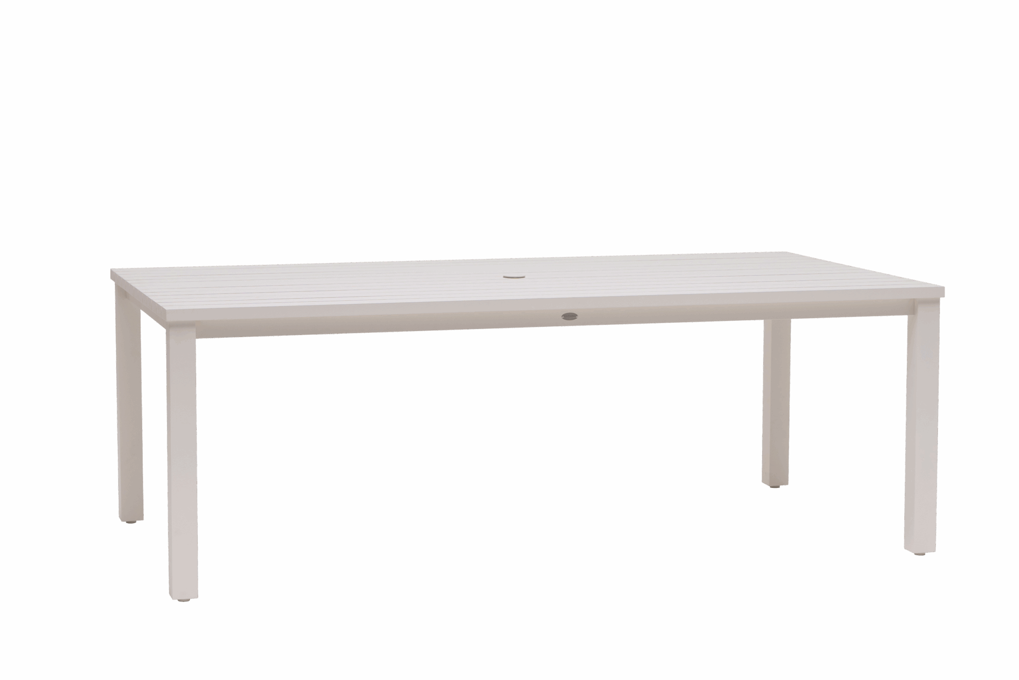 Budapest Sunbury 84" x 44" Rectangular Dining Table with Umbrella Hole - White