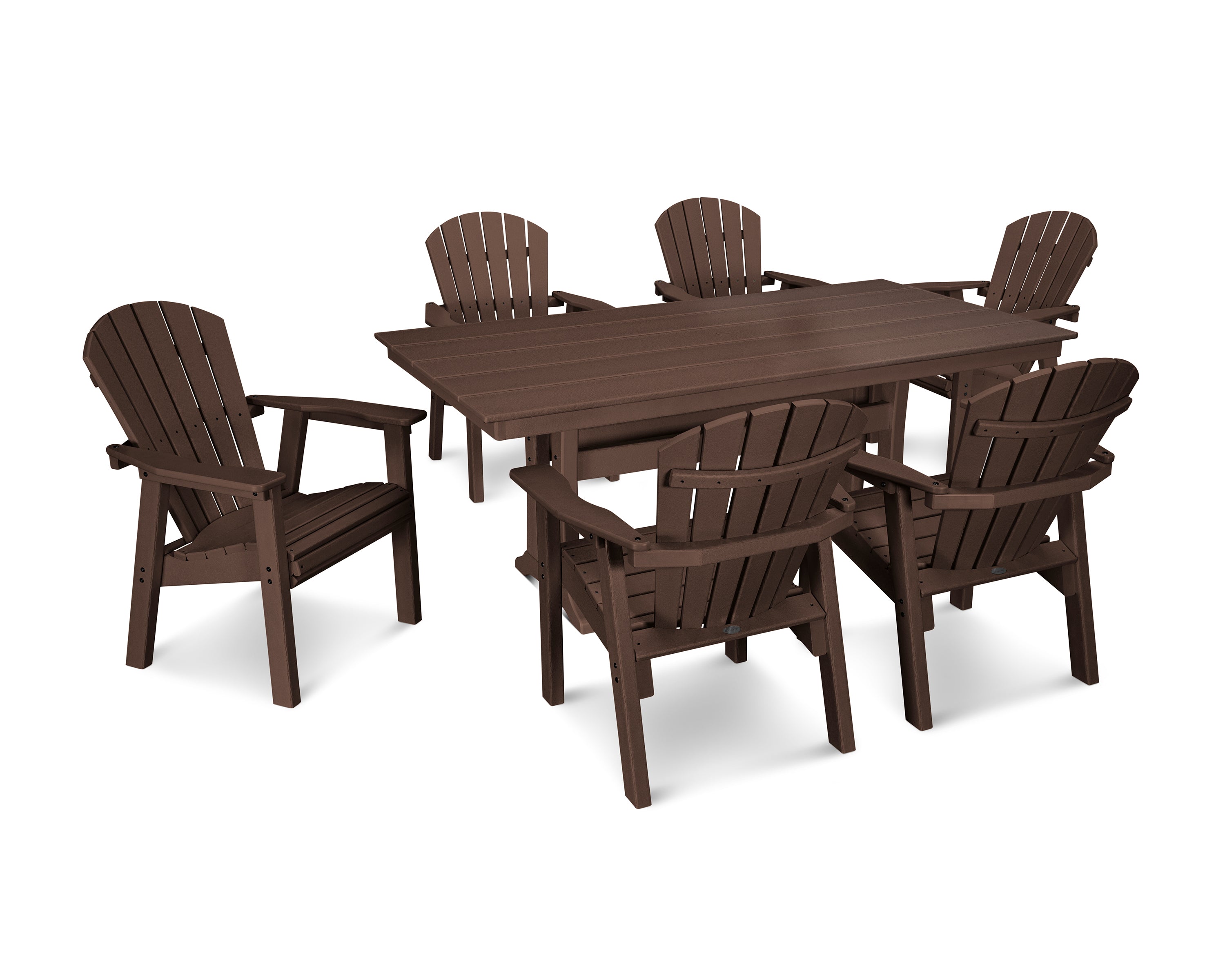 Seashell 7-Piece Farmhouse Dining Set with Trestle Legs 3