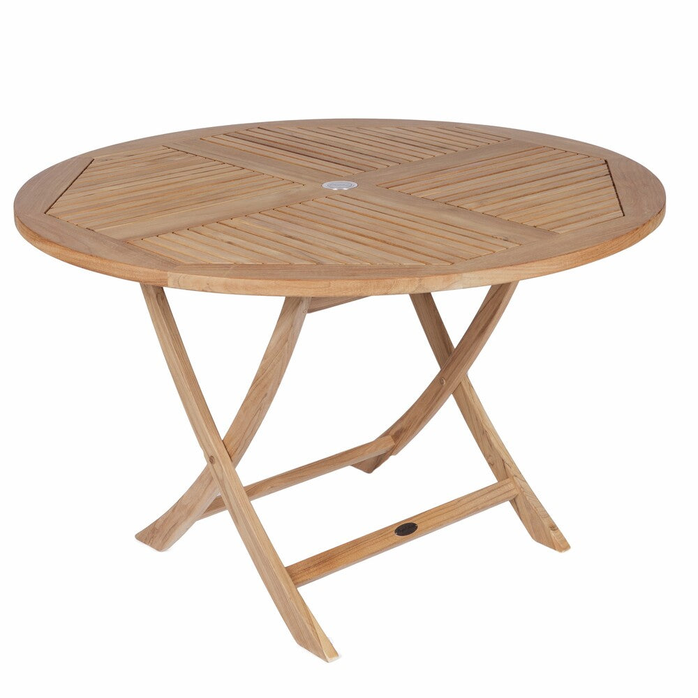 Royal Teak Sailor 47" Round Folding Dining Table with Umbrella Hole