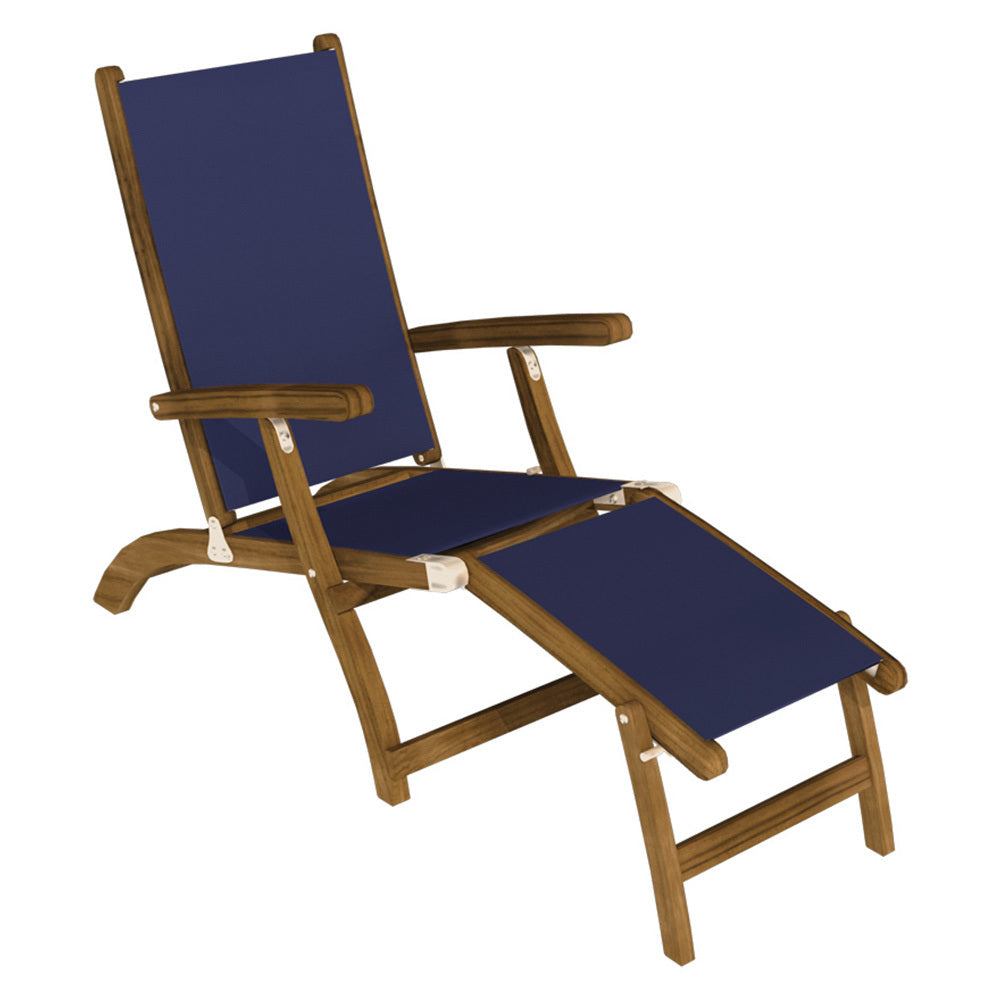 Royal Teak Steamer Folding Sling Chaise Lounge