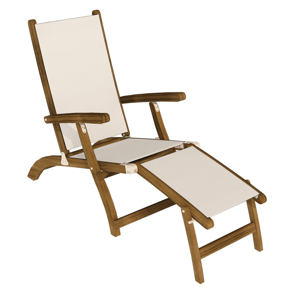 Royal Teak Steamer Folding Sling Chaise Lounge