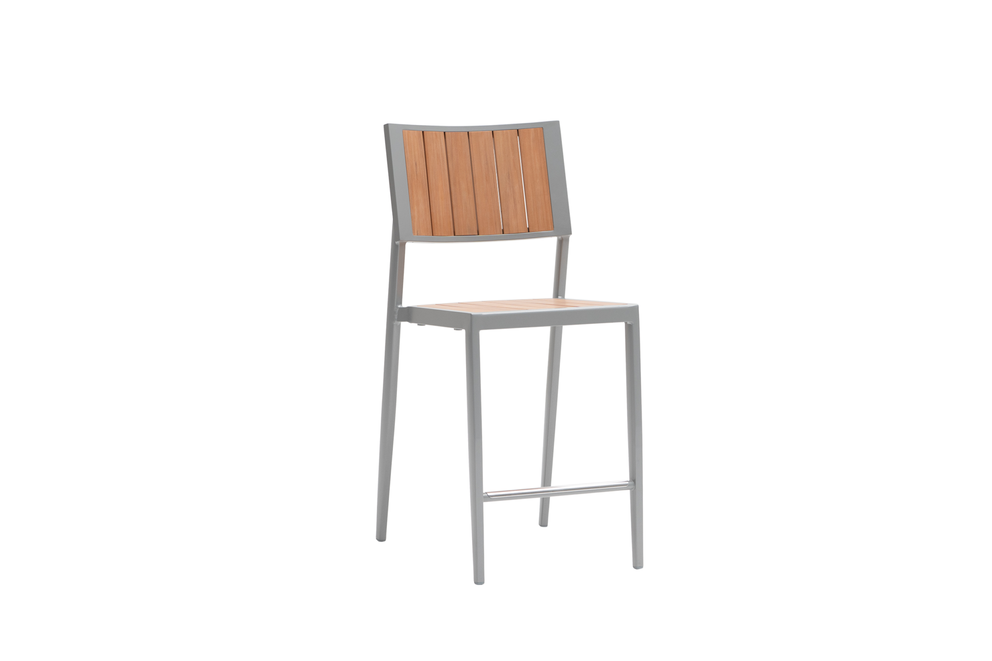 Avignon Counter Chair without Arm - Teak/Silver