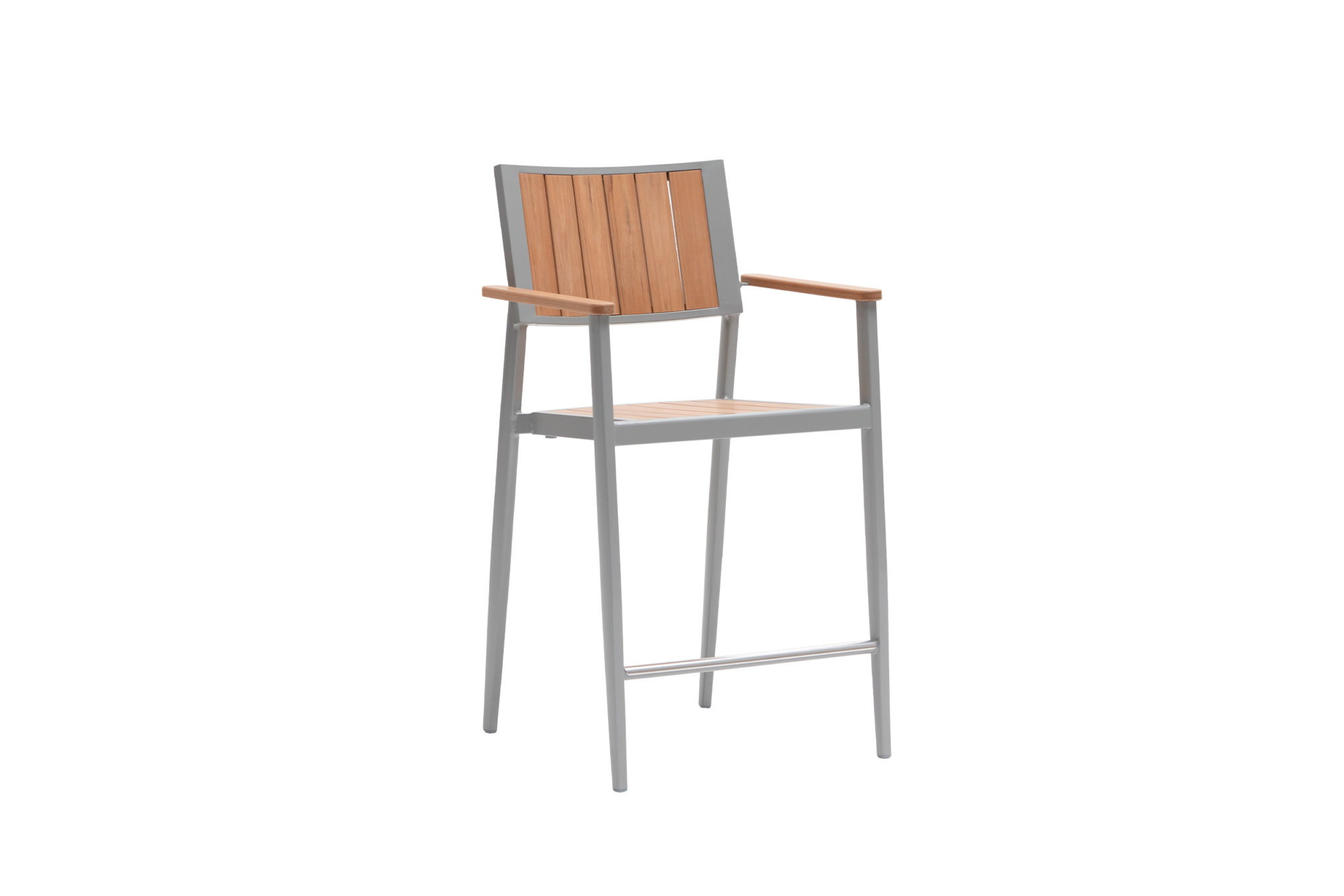 Avignon Counter Chair with Arm - Teak/Silver