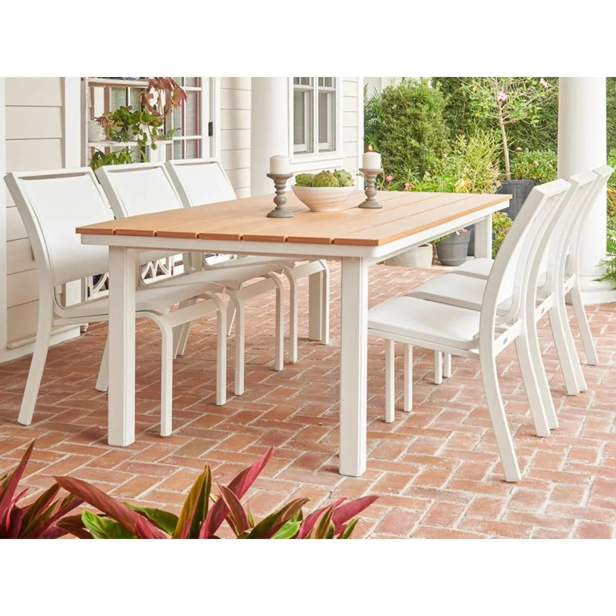 Telescope Casual 42" x 120" Rectangular MGP/Aluminum Extension Table with Umbrella Hole-5