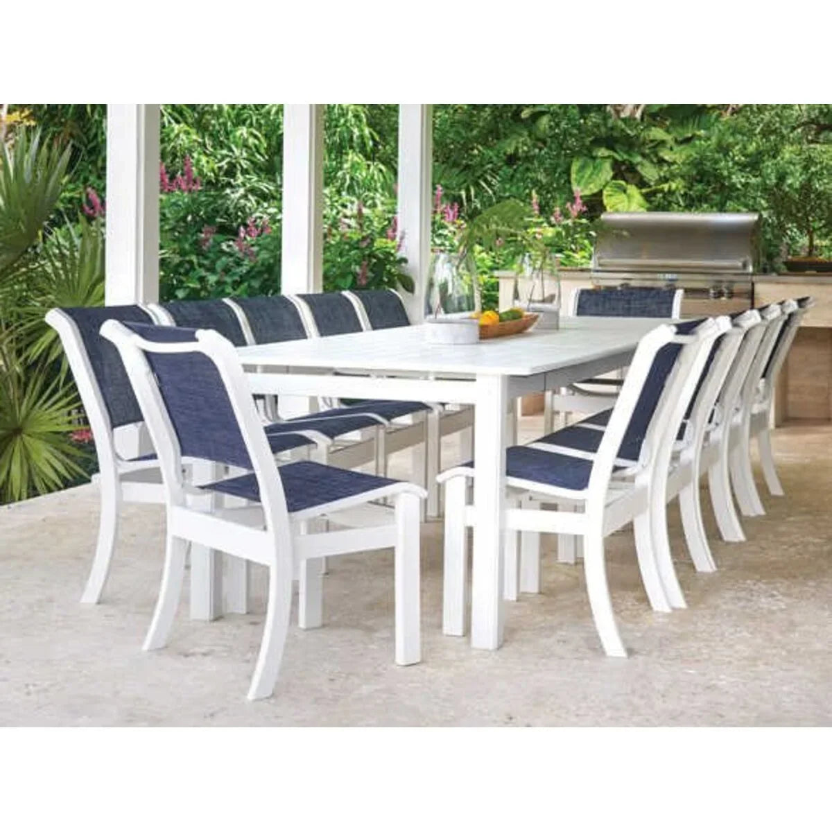 Telescope Casual 42" x 120" Rectangular MGP/Aluminum Extension Table with Umbrella Hole-7