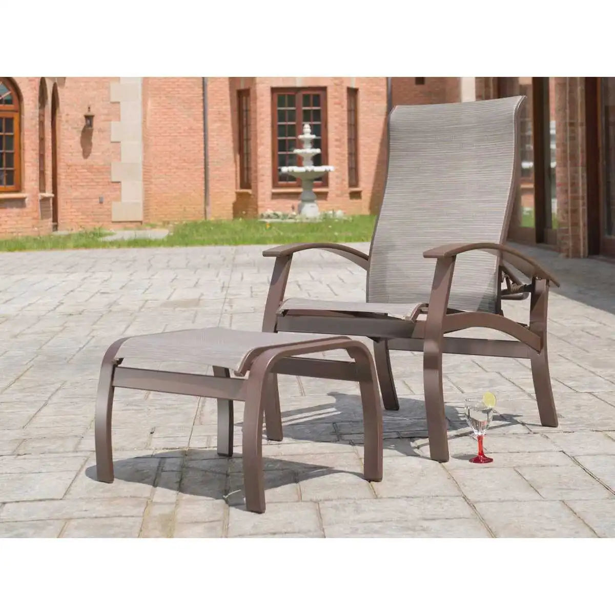 Telescope Casual Belle Isle MGP/Aluminum Sling Dining Arm Chair with Adjustable Back-7