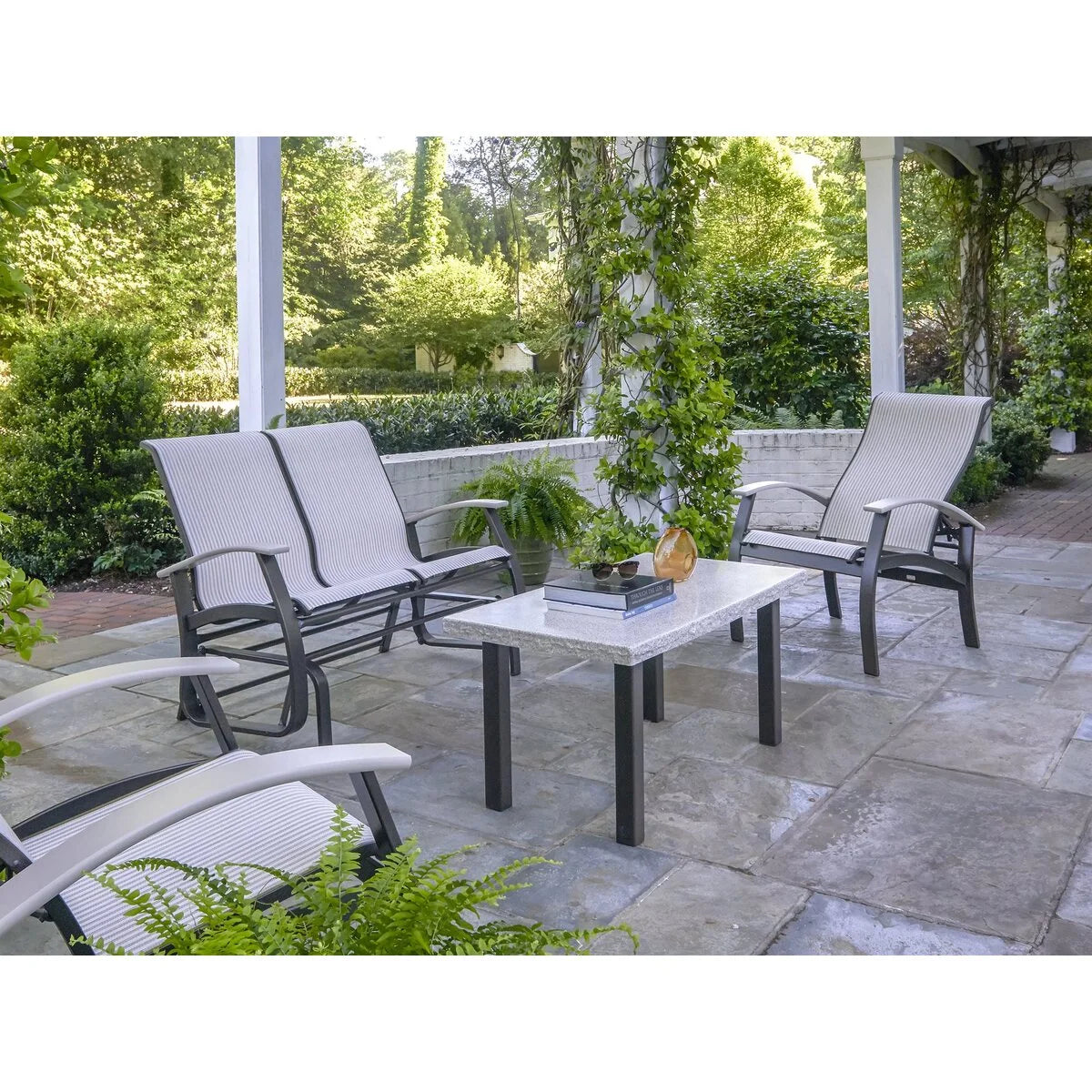 Telescope Casual Belle Isle MGP/Aluminum Sling Loveseat Glider-4