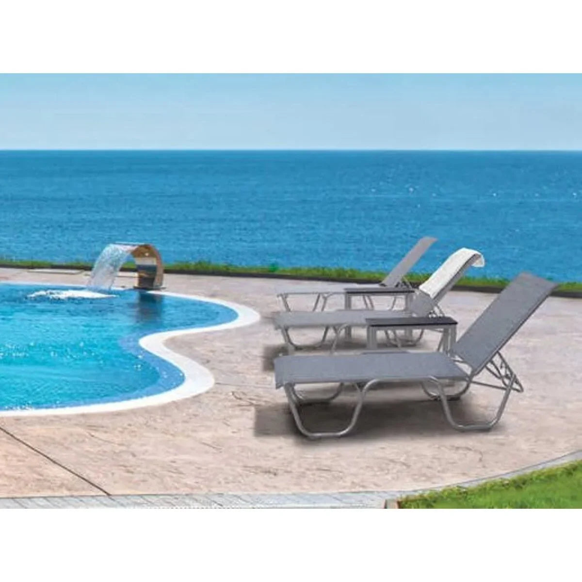 Telescope Casual Gardenella Sling 16" High Four-Position Lay-Flat Stacking Armless Chaise (Set of 4)-2