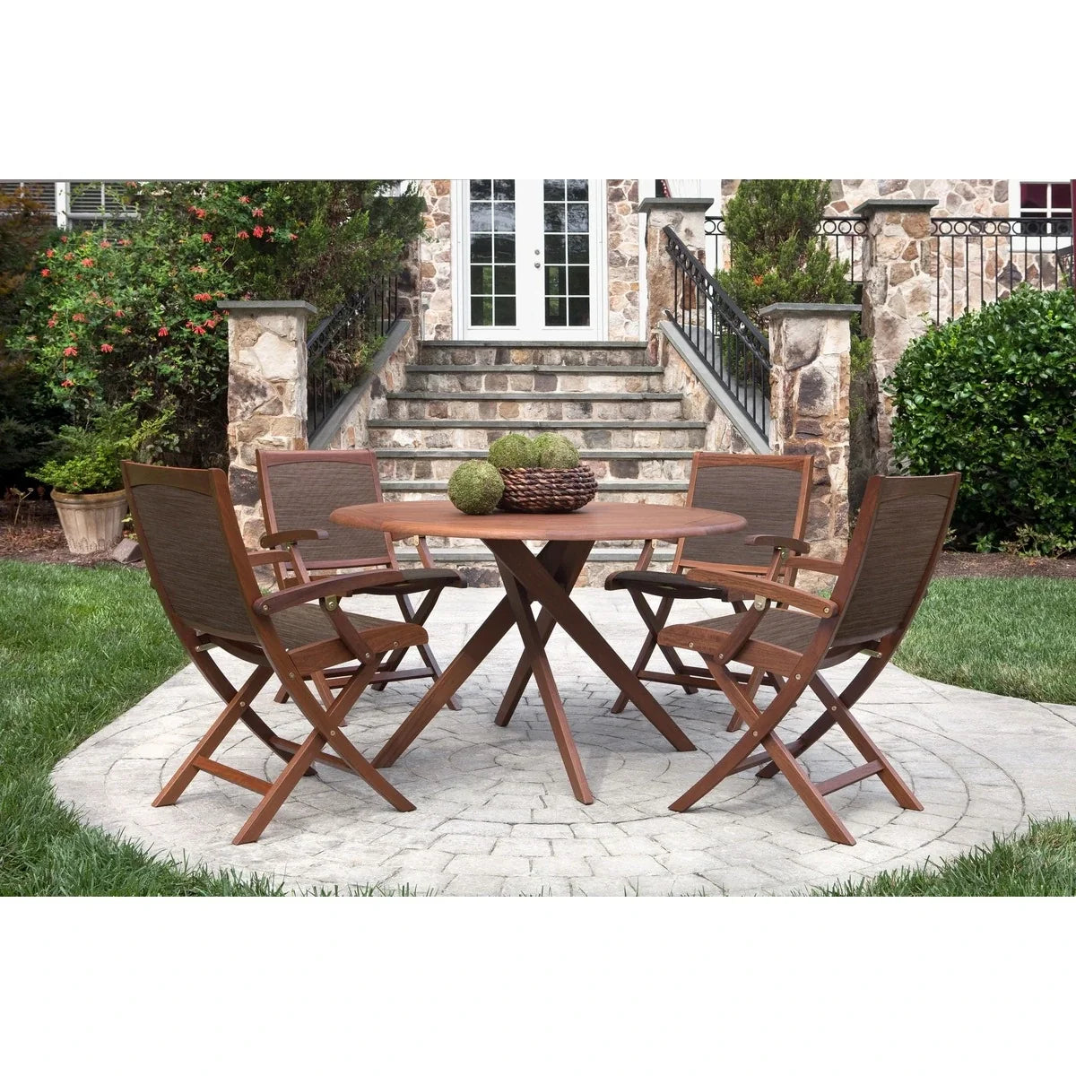 Topaz Folding Sling Dining Arm Chair - Beige