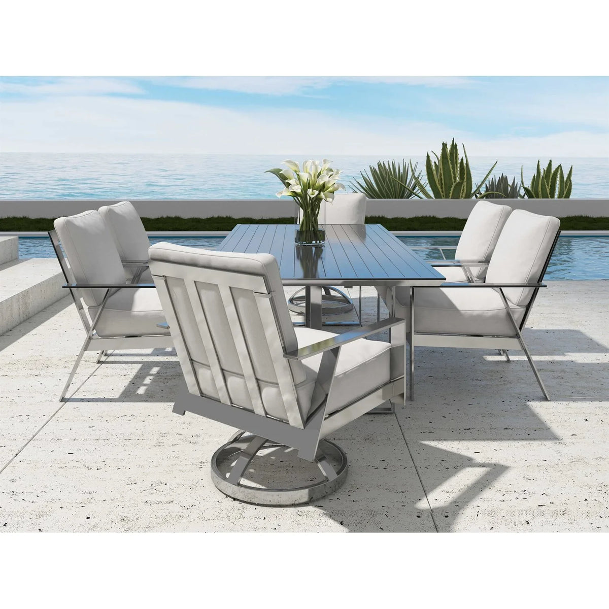 Trento Cushioned Dining Swivel Rocker 1