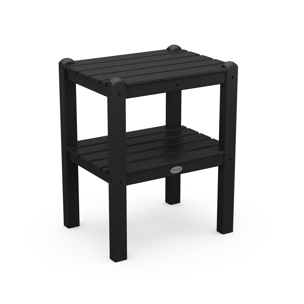 POLYWOOD Two Shelf Side Table - Black