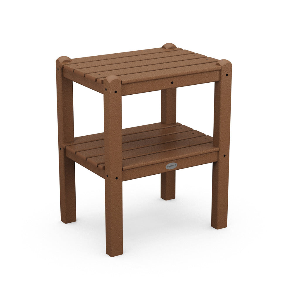 POLYWOOD Two Shelf Side Table - Teak