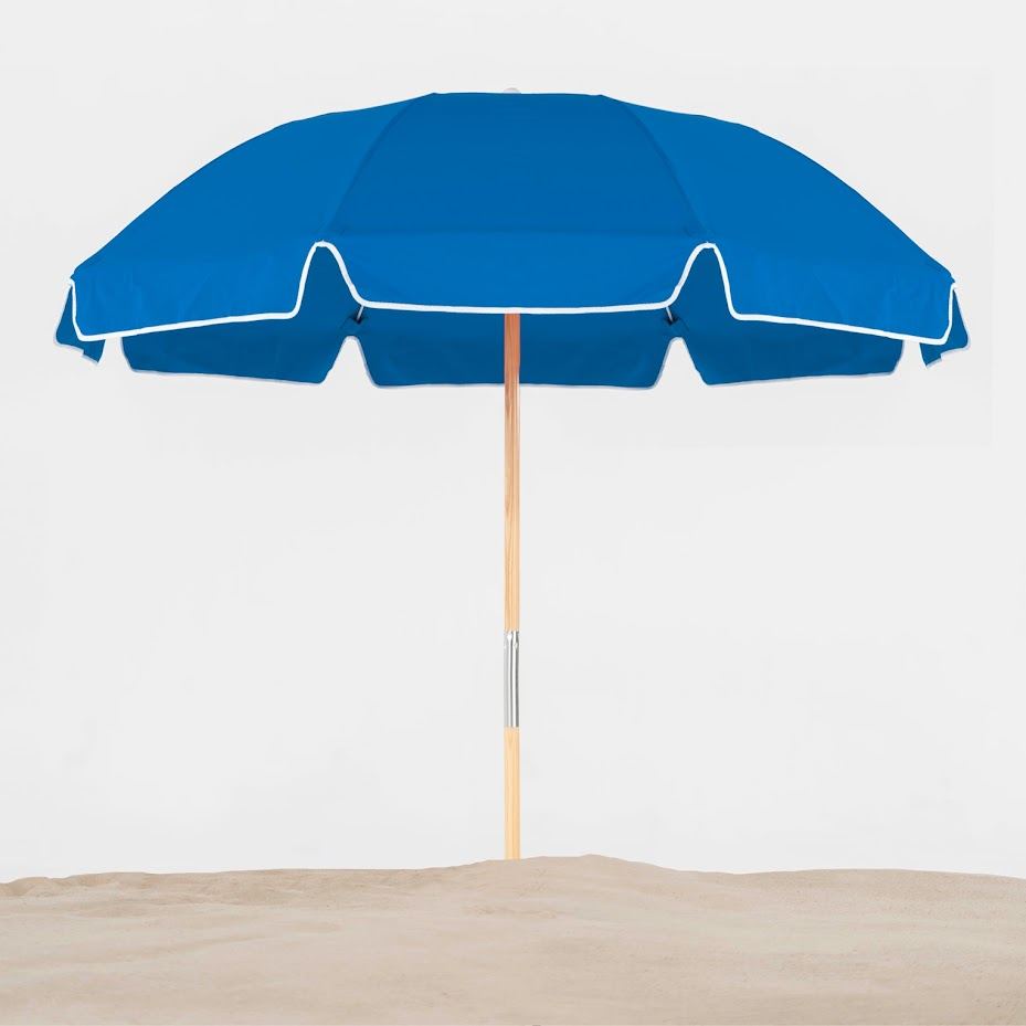 Avalon Wood 7.5' Manual Lift Octagon Beach Umbrella w/ Fiberglass Ribs