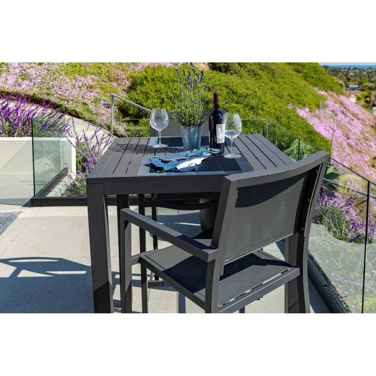 Vegas 36" Square Aluminum Pub Table with Umbrella Hole SW1201-P36 by Sunset West 6