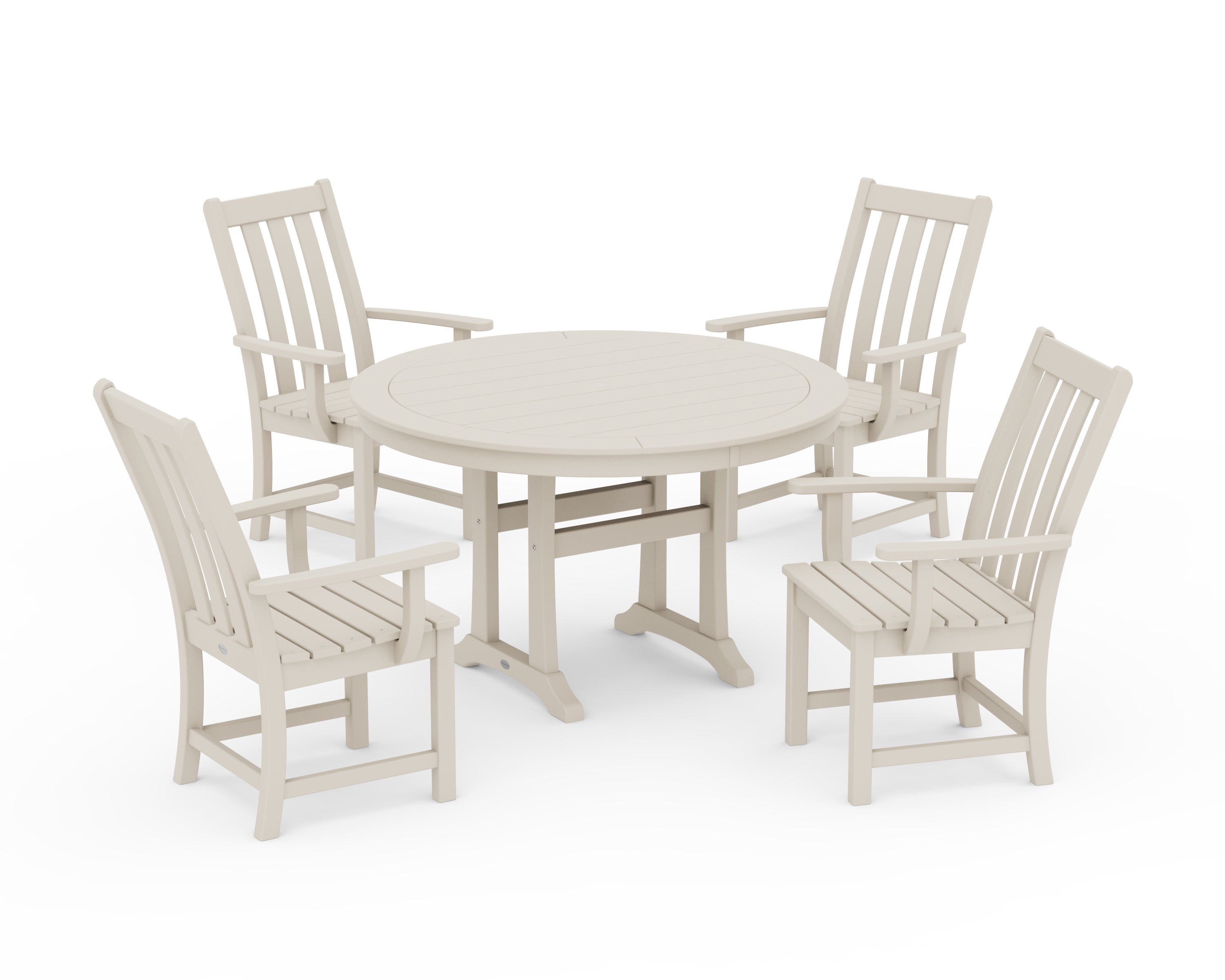 Vineyard 5-Piece Round Dining Set with Trestle Legs 5