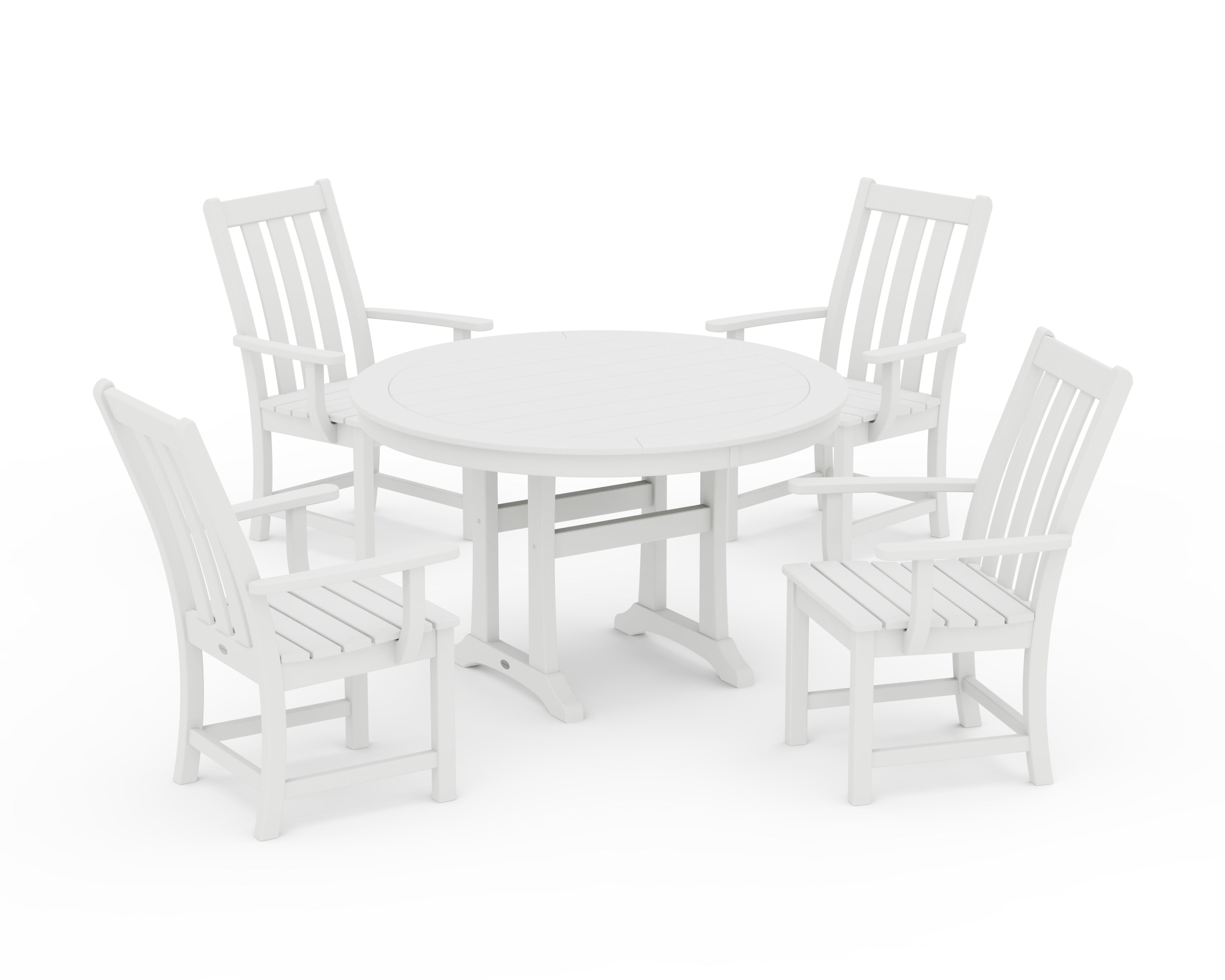 Vineyard 5-Piece Round Dining Set with Trestle Legs 6