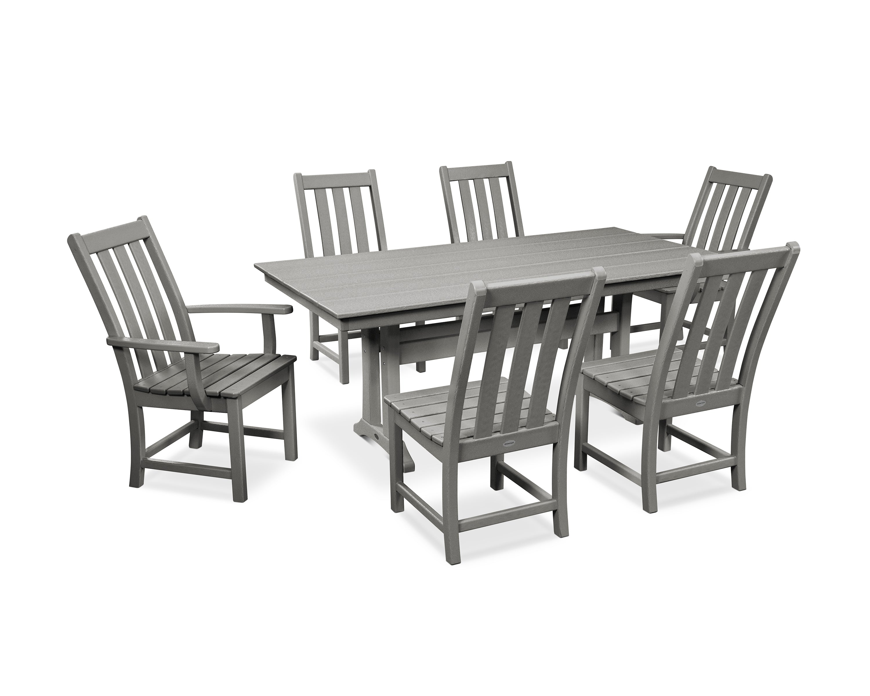 Vineyard 7-Piece Farmhouse Dining Set with Trestle Legs 1