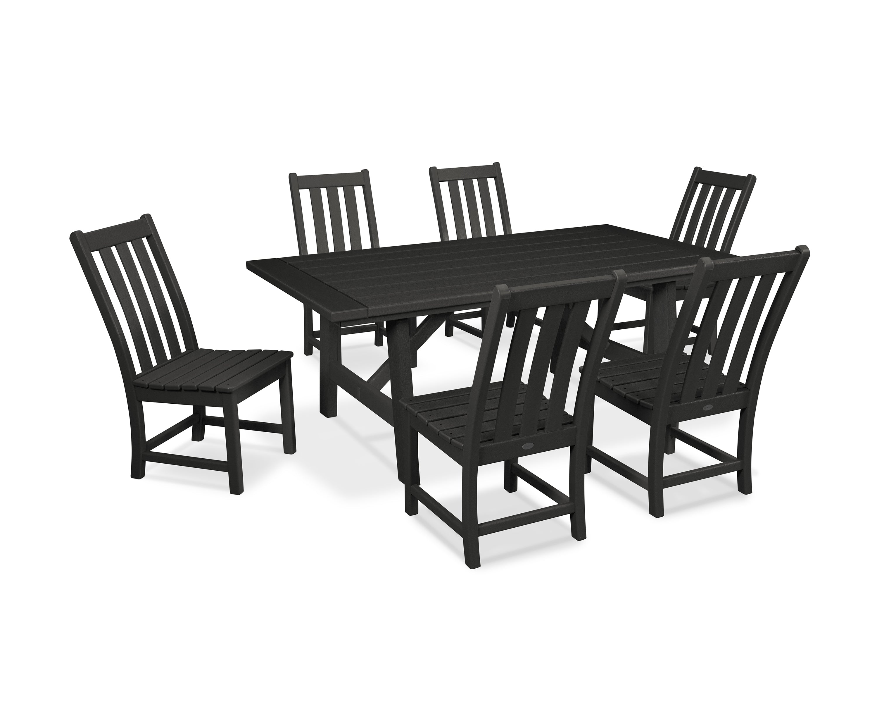 Vineyard 7-Piece Rustic Farmhouse Side Chair Dining Set