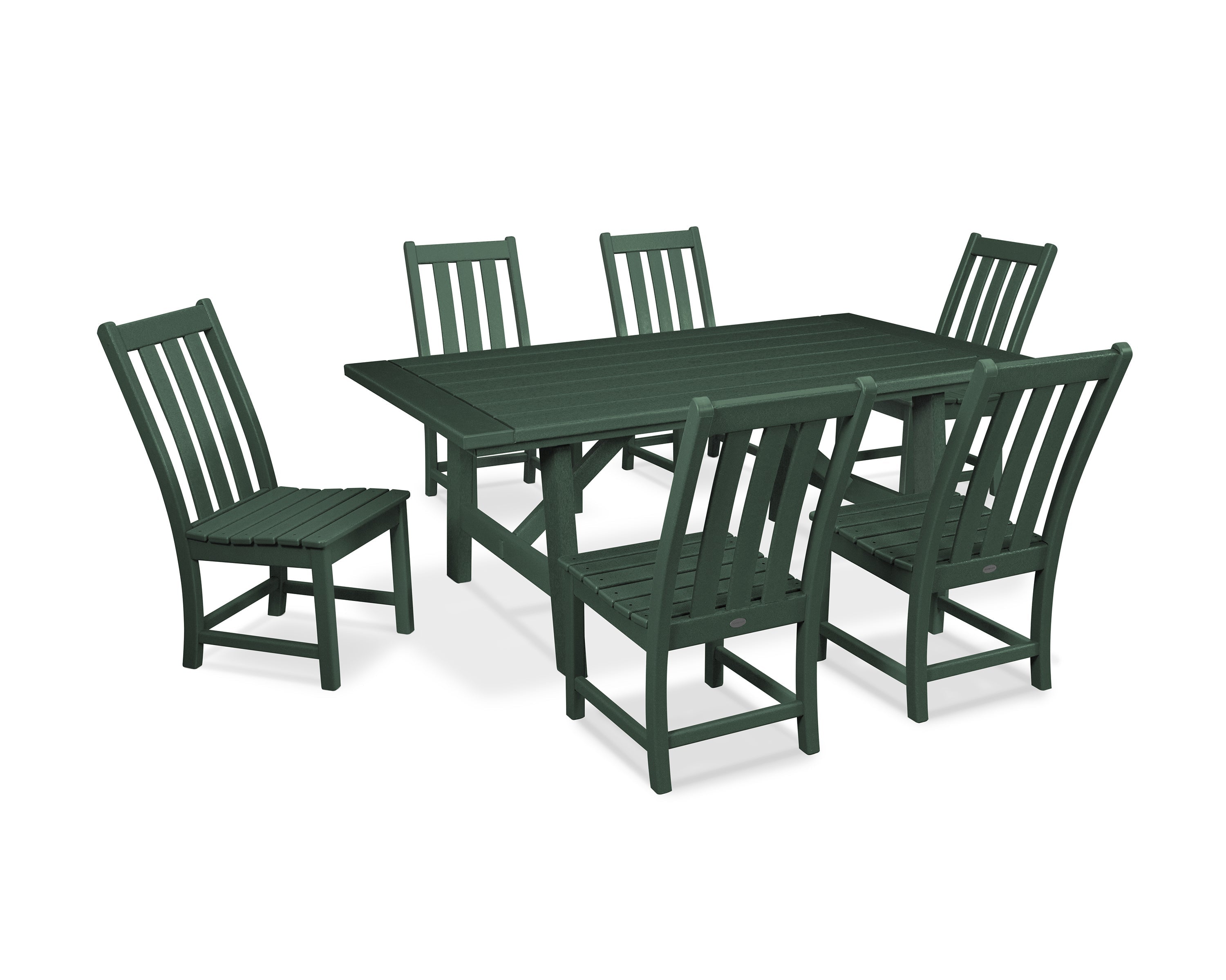 Vineyard 7-Piece Rustic Farmhouse Side Chair Dining Set 2