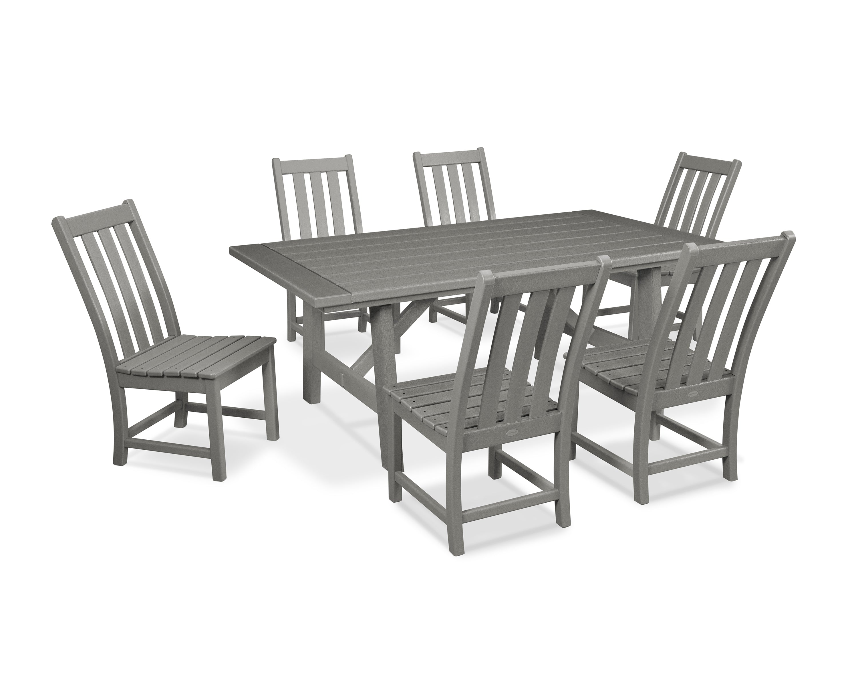 Vineyard 7-Piece Rustic Farmhouse Side Chair Dining Set 1