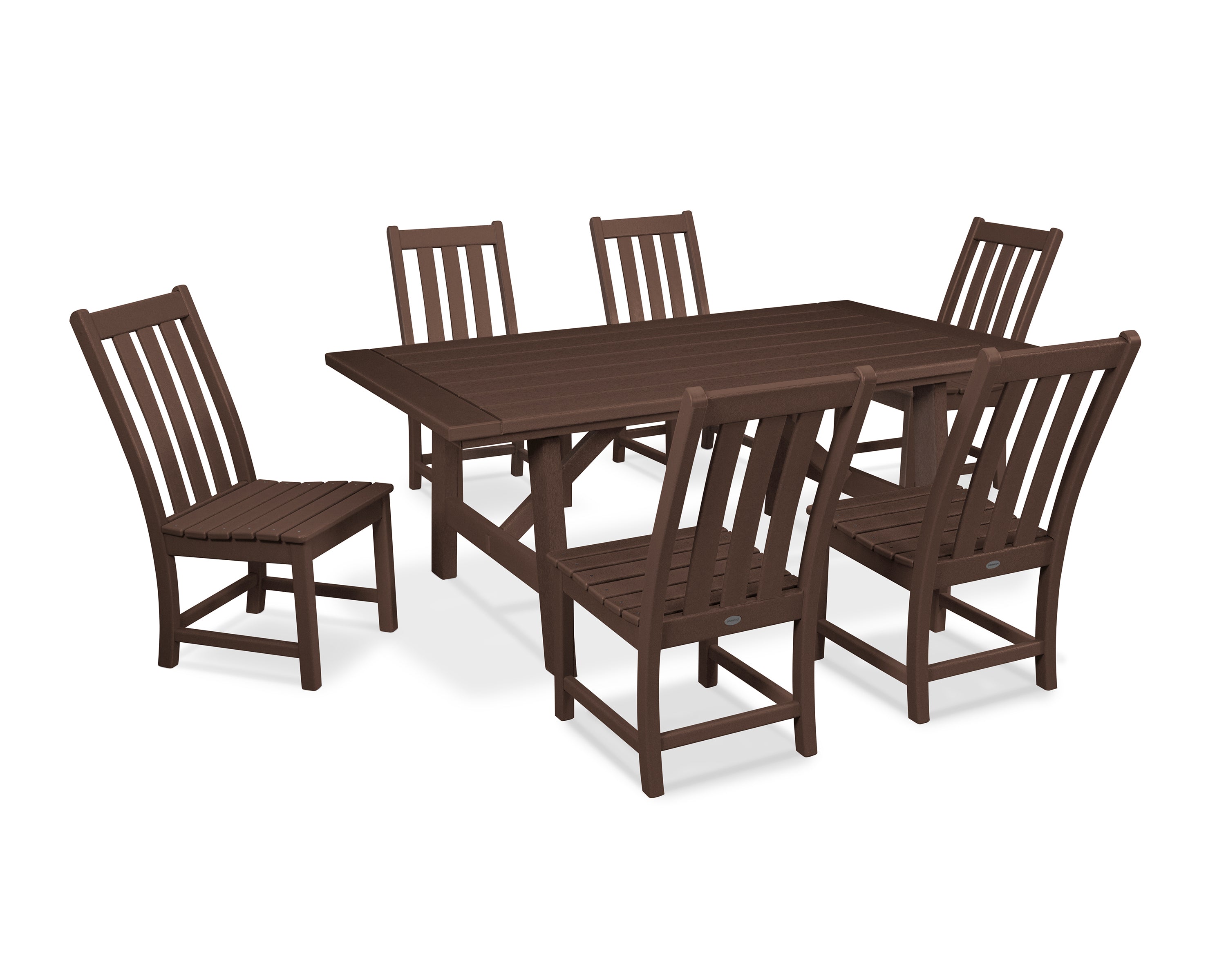 Vineyard 7-Piece Rustic Farmhouse Side Chair Dining Set 3