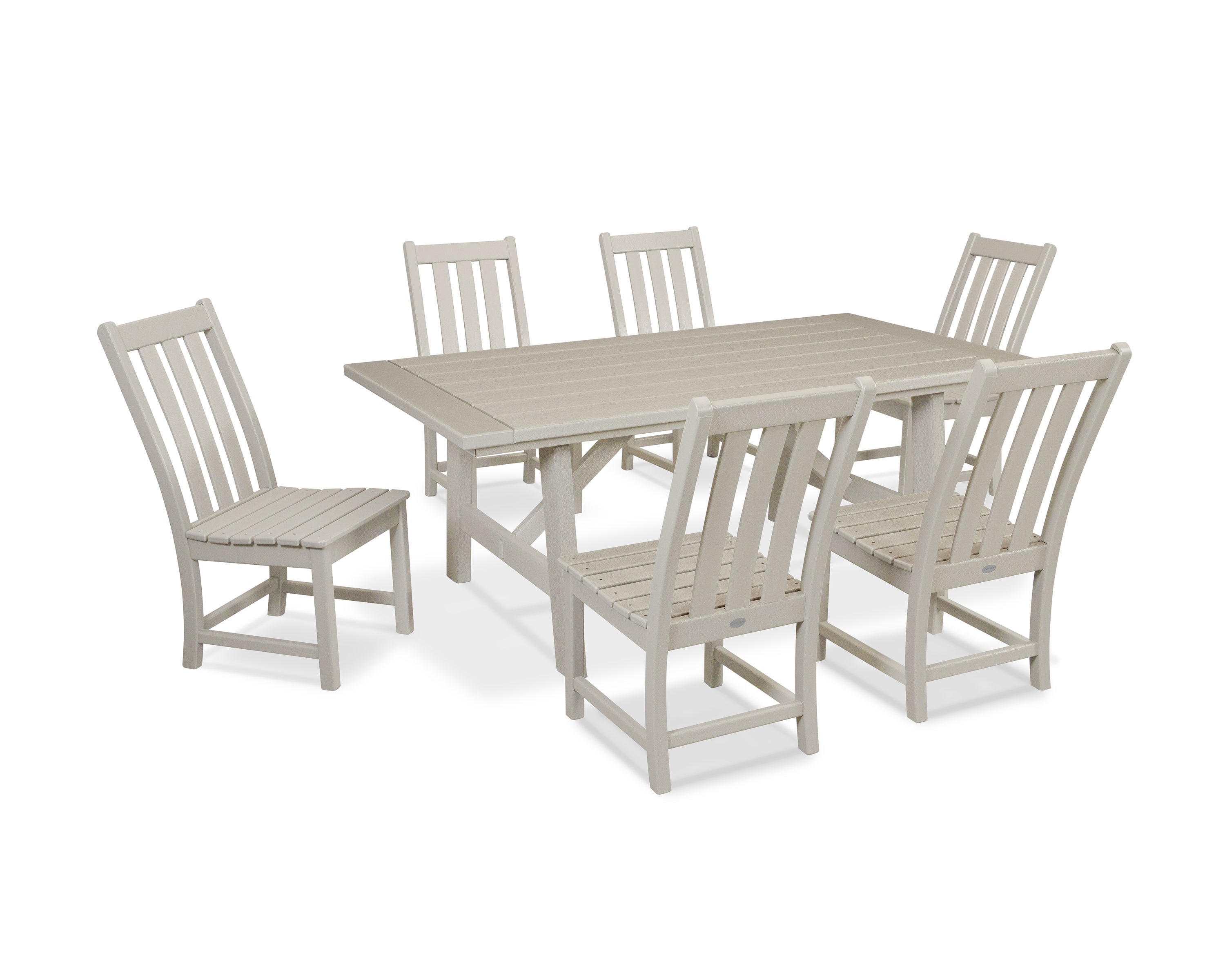 Vineyard 7-Piece Rustic Farmhouse Side Chair Dining Set 5