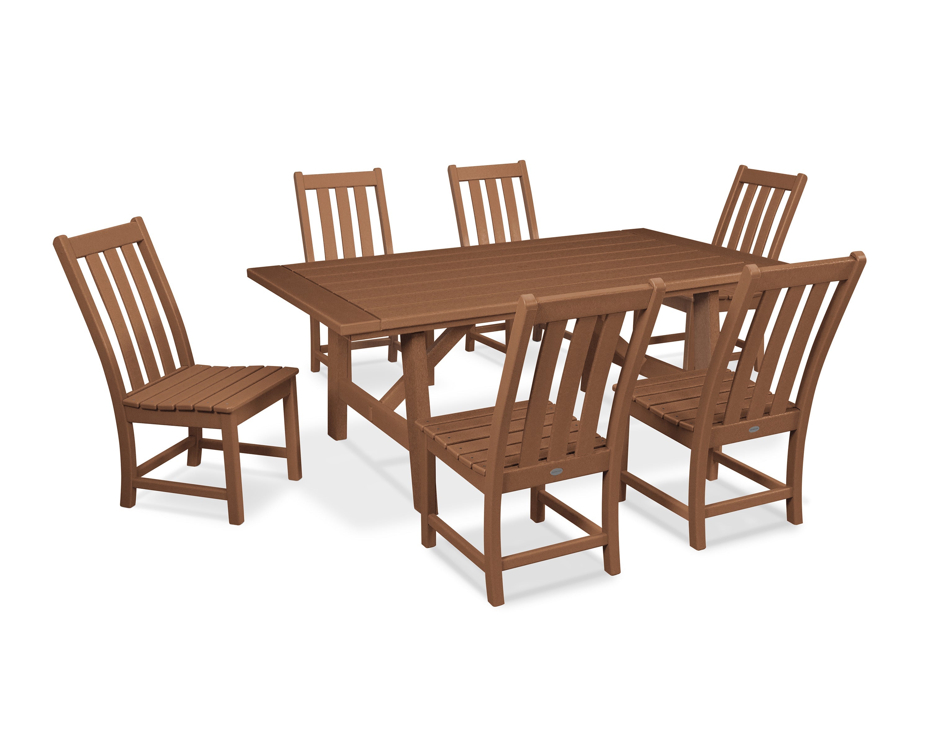 Vineyard 7-Piece Rustic Farmhouse Side Chair Dining Set 4