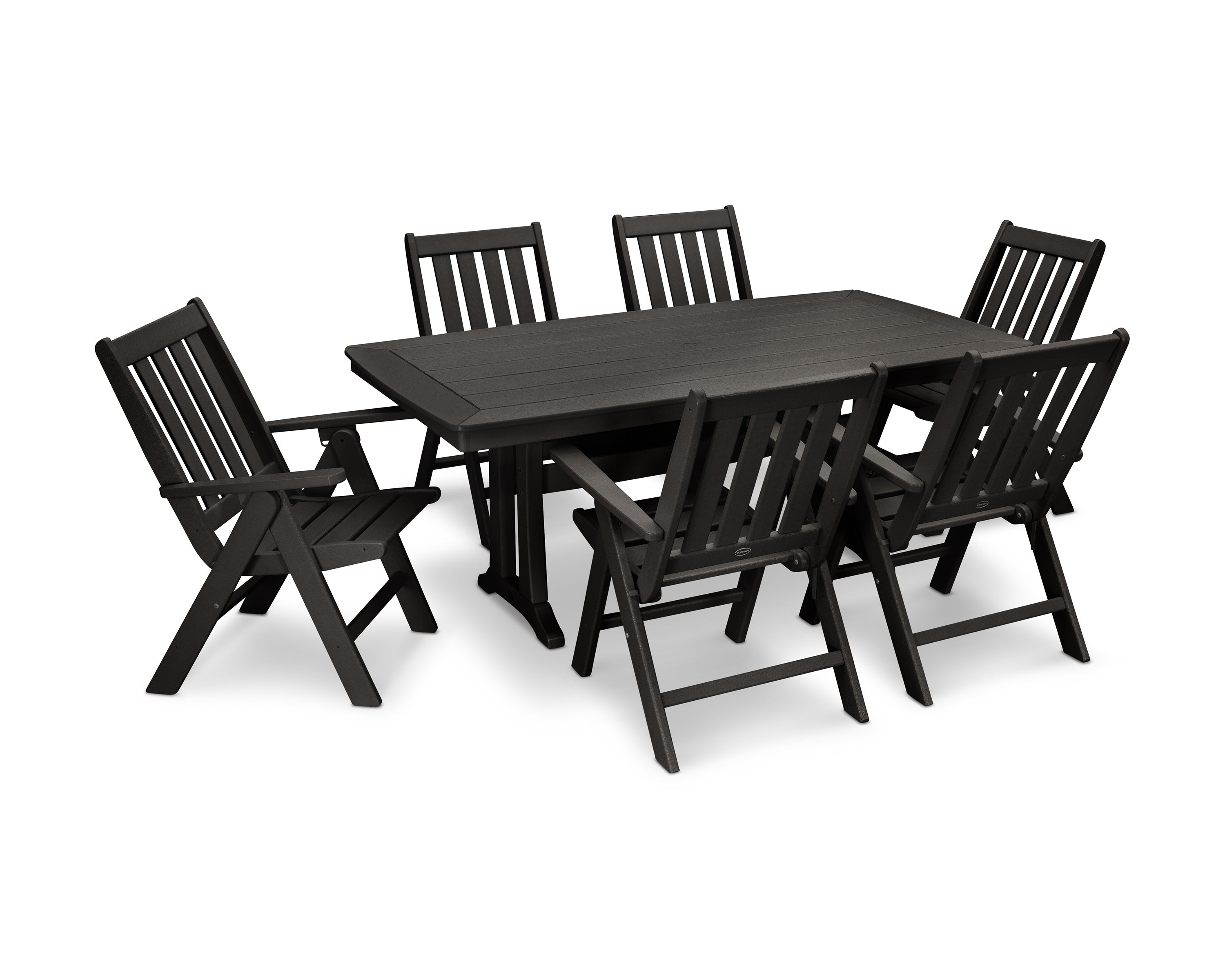 Vineyard Folding Chair 7-Piece Dining Set with Trestle Legs