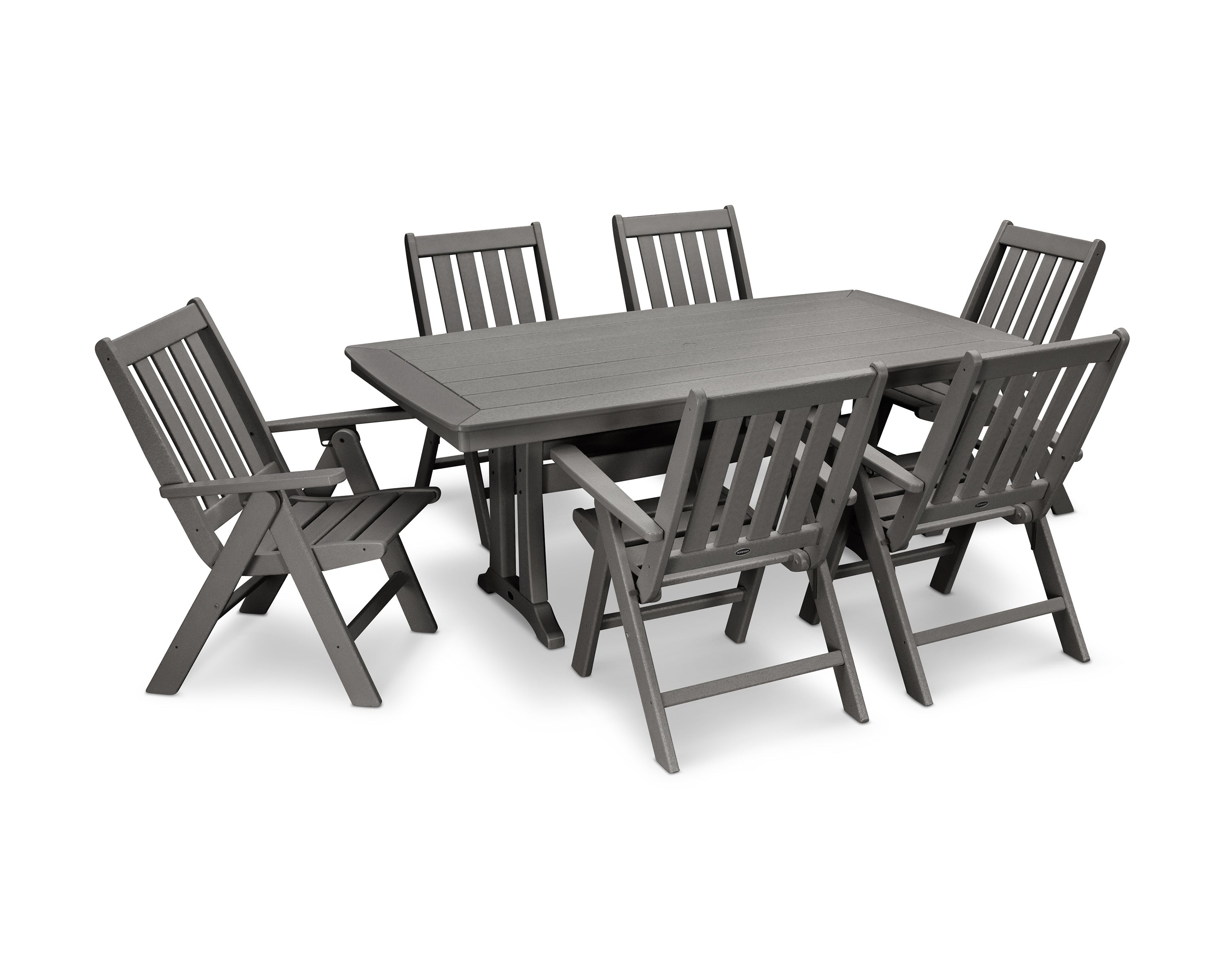 Vineyard Folding Chair 7-Piece Dining Set with Trestle Legs 1