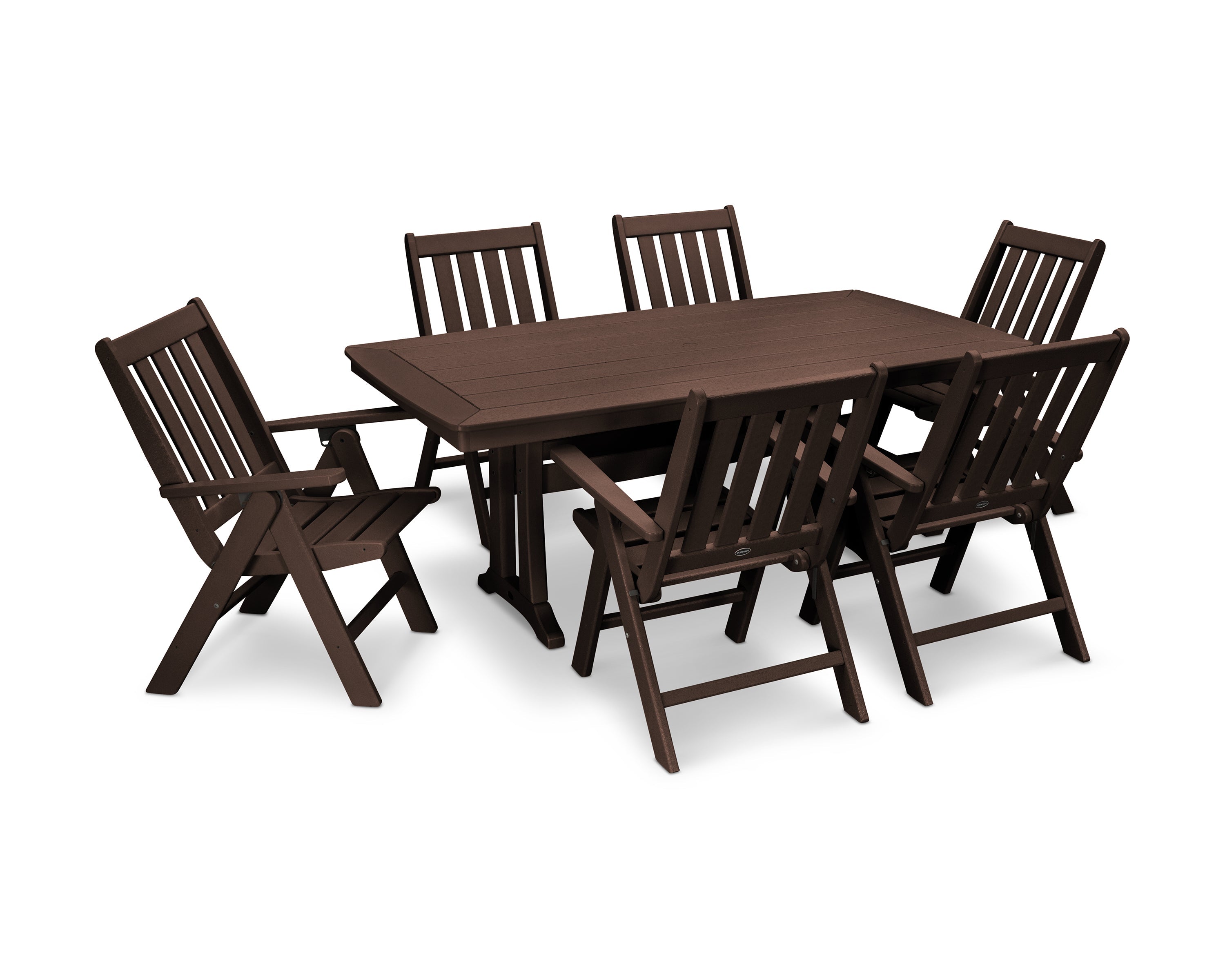 Vineyard Folding Chair 7-Piece Dining Set with Trestle Legs 3