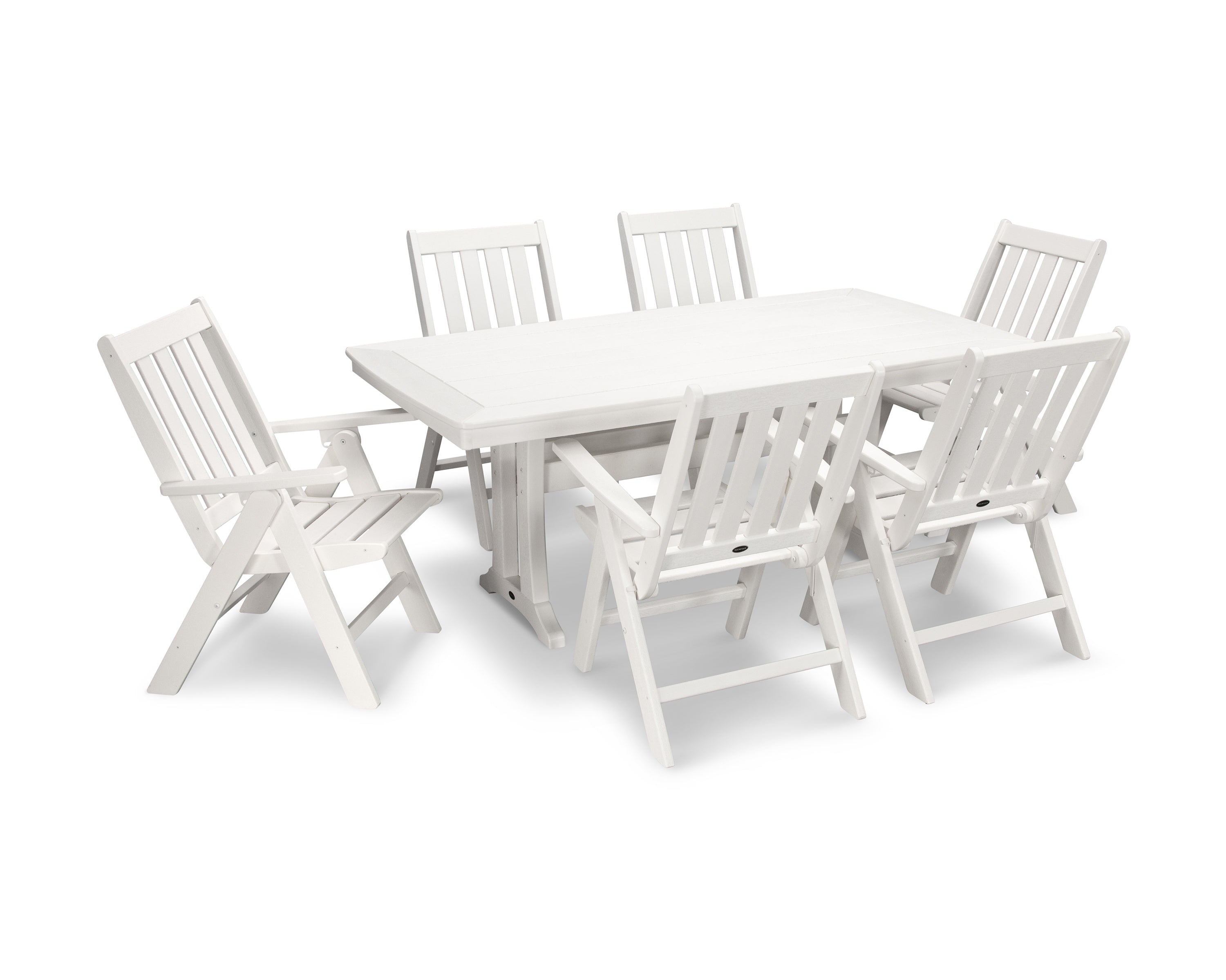 Vineyard Folding Chair 7-Piece Dining Set with Trestle Legs 9
