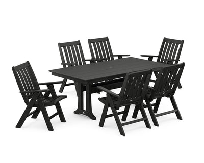 Vineyard Folding Chair 7-Piece Farmhouse Dining Set with Trestle Legs