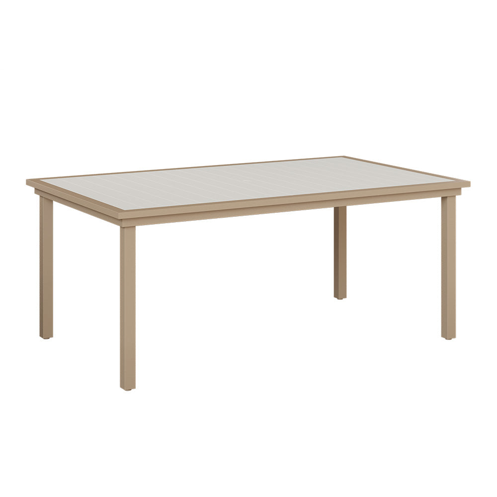 Vida 44" x 73" Poly Rectangular Dining Table with Umbrella Hole