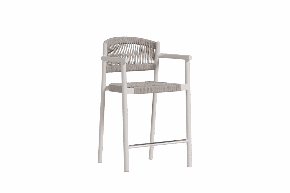 Naples Counter Chair with Arm - Oat Milk/White