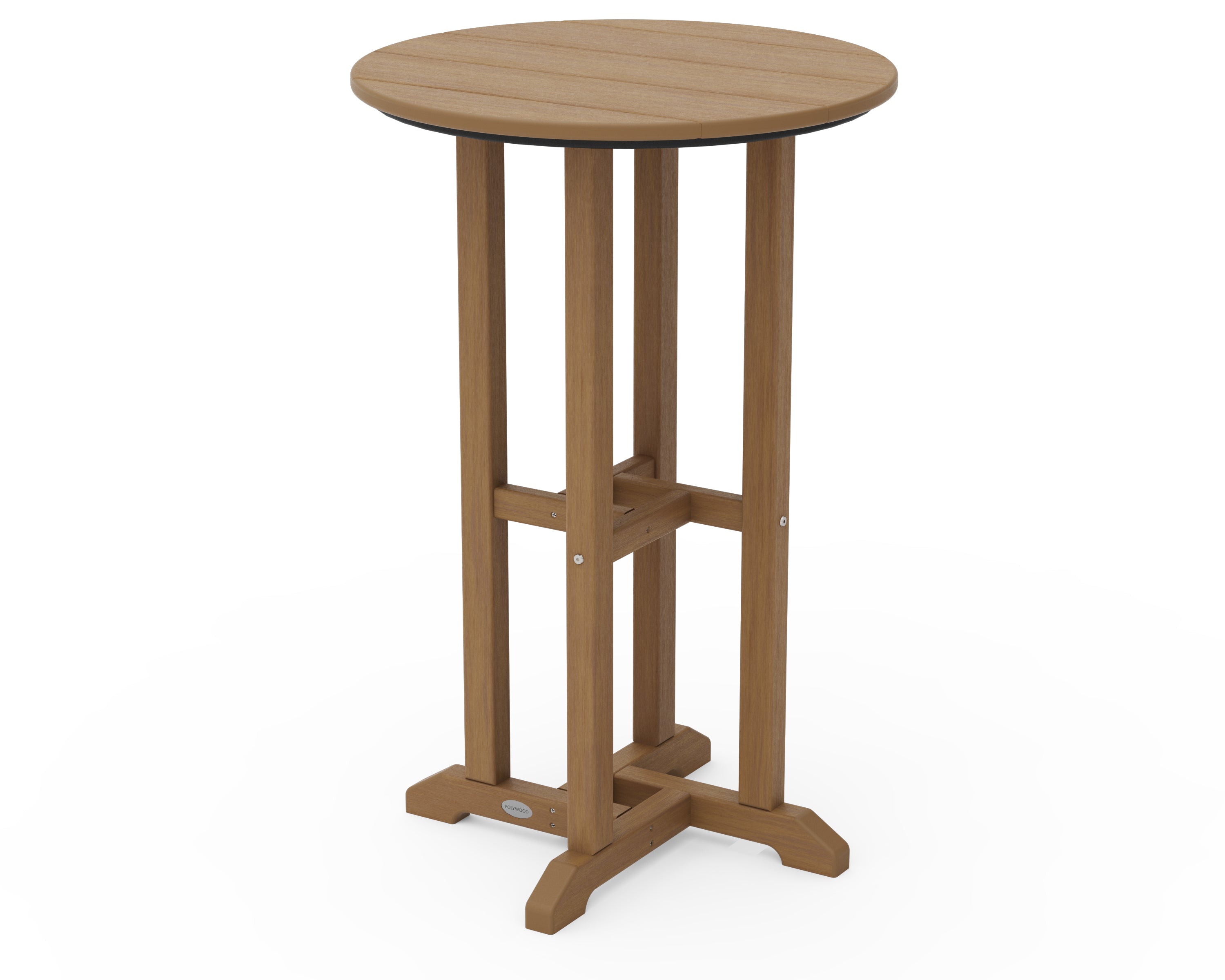 POLYWOOD Farmhouse 24" Round Counter Bistro Table - Natural