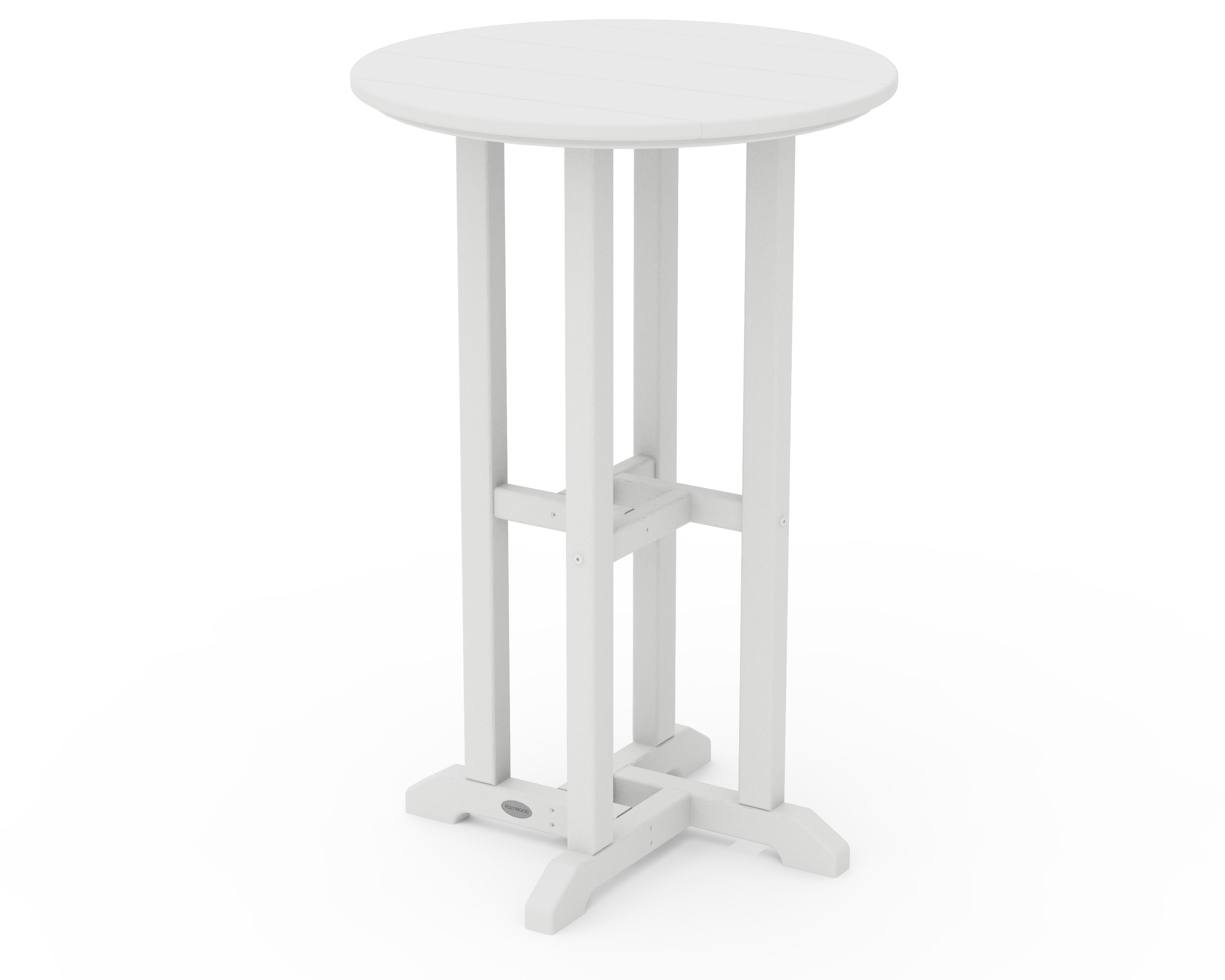 POLYWOOD Farmhouse 24" Round Counter Bistro Table - Vintage White