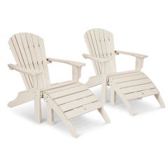 Seashell Adirondack Set with Ottomans - Seats 2 PWS113-1 by Polywood