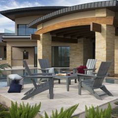 Quattro Folding Adirondack 5-Piece Conversation Set - Seats 4 PWS280-1 by Polywood
