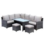 Ultra 6-Seat Cushioned Sectional Set by Hospitality Rattan
