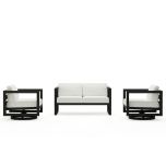 Avion 3 Piece Loveseat Set With Swivel - Black AVN-BK-SET121 by Harmonia Living