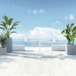 Lifestyle Front View for Frank 3 Piece Bar Set - Matte White - Matte White HL-FR-3BS-BETMW By Harmonia Living