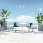 Lifestyle Front View for Frank 3 Piece Dining Set - Matte White - Matte Coal HL-FR-3DS-BETMW By Harmonia Living