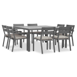 Silo 45 View for Pacifica 9 Piece Square Dining Set - Slate - Cast Silver HL-PAC-SL-9SDS By Harmonia Living