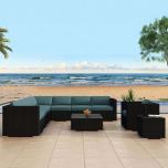 Lifestyle Front View for Urbana 10 Piece Club Chair Sectional Set - Cast Lagoon HL-URBN-CB-10CCSEC By Harmonia Living