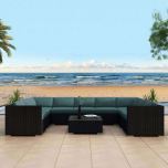 Lifestyle Front View for Urbana 10 Piece Surround Sectional Set - Cast Lagoon HL-URBN-CB-10SEC By Harmonia Living